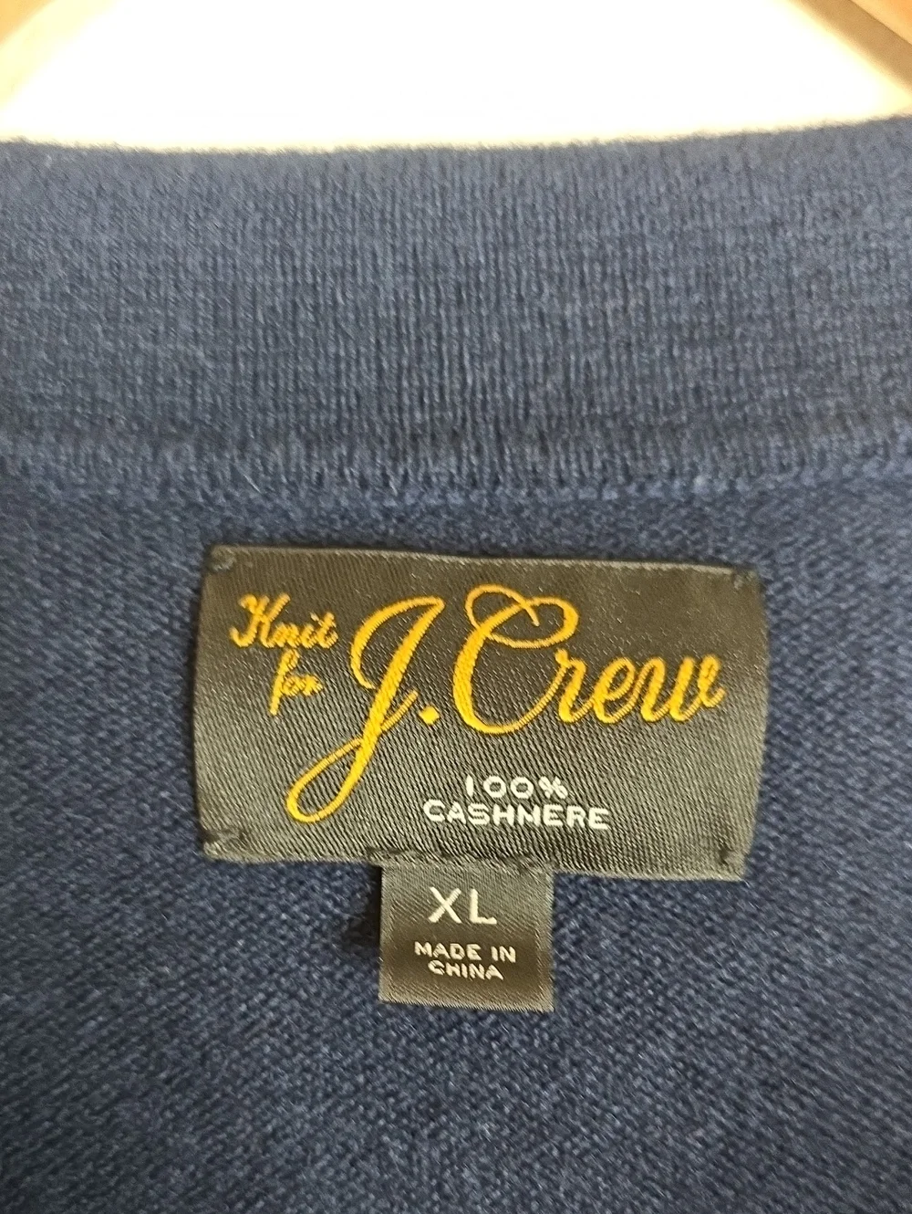 J. Crew Men's Navy Short-Sleeve Cashmere Jhonny Collar Sweater Polo Size XL